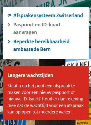 In de mobiele weergave komt de pushnotificatie direct onder het toptakenblok. In dit voorbeeld is de pushnotificatie gebruikt voor de melding dat er langere wachttijden zijn voor het maken van een afspraak voor een nieuw paspoort of ID-kaart.