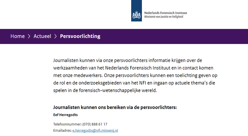 Persvoorlichting op de site van NFI