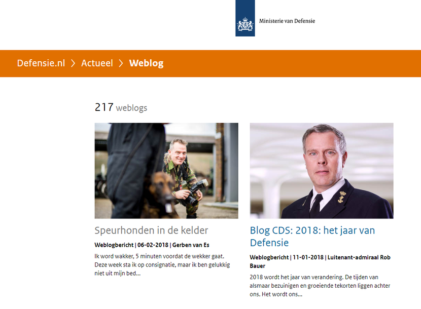 Weblogs op de site van Defensie